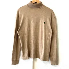 (^w^)b POLO by RALPH LAUREN ポロバイラルフローレン タートルネック ニット セーター シンプル 無地 ロゴ刺繍 秋冬 カジュアル 爽やか 長袖 ライトブラウン メンズ サイズ S