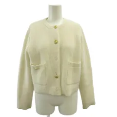 アニュアンス anuans ニット カーディガン ウール混 F オフホワイト ラウンドネック 長袖 金ボタン ポケット付き /GR ■ECB001