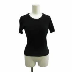 23区 オンワード樫山 ニット カットソー ウール 半袖 クルーネック ビジュー 32 黒 ブラック /XZ ■ECE003