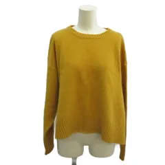 ユナイテッドアローズ A DAY IN THE LIFE UNITED ARROWS ニット セーター 黄 イエロー 無地 ラウンドネック 長袖 サイドスリット /PP ■ECC002