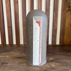 佐藤和彦 黒陶赤絵細文壺 高34cm 共箱