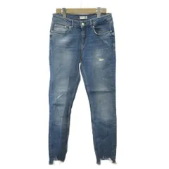 ザラウーマン ZARA WOMAN デニム ジーンズ スキニー ブルー ダメージ加工 切りっぱなし裾 長ズボン /MD ■ECE003