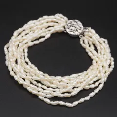 S067 淡水真珠 パール SILVER刻印 ブレスレット 10連 デザイン シルバー 6月誕生石