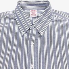 【17 1/2-34】Brooks Brothers（ブルックスブラザーズ）ポロカラーBD（ボタンダウン）シャツ ストライプ / Madison Fit / アメリカン スーピマコットン(綿) 100% USA製 ポケットなし メンズXXL相当