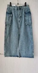 新品 ロング デニムスカート カーゴ