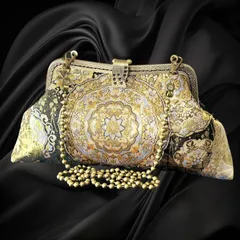 【No.833】着物リメイクバッグ、和風クラッチバッグ、着物ショルダーバッグ