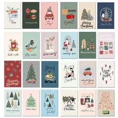 ポストカード グリーティングカード ギフトカード 封筒付き クリスマス 24種 飾り 24枚セット 飾り付け メッセージカード デコレーション クリスマスカード オシャレ Kesote カラフル