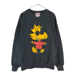 90年代 USA製 PEANUTS ピーナッツ スヌーピー ウッドストック スウェット キャラクター ブラック(メンズ XL)中古 古着 X6564
