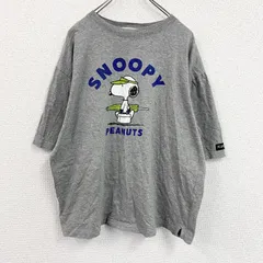 古着 used　PEANUTS　ピーナッツ　SNOOPY　スヌーピー　半袖Tシャツ　キャラクターT　灰色　グレー　Lサイズ