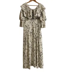 美品 SNIDEL スナイデル ケープカラー幾何ドット ドレス ワンピース サイズ0 アイボリー レディース 古着 中古 USED