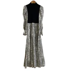 美品 SNIDEL スナイデル ニットベストレイヤード風 フラワープリント プリーツ ドレス ワンピース サイズ00 ホワイト ネイビー レディース 古着 中古 USED