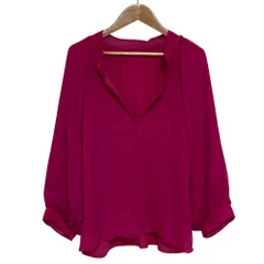 美品 VALENTINO ヴァレンティノ シルクシアーブラウス サイズ38 パープル ピンク レディース 古着 中古 USEDのサムネイル