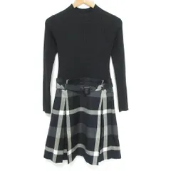 美品 BLUE LABEL CRESTBRIDGE ブルーレーベルクレストブリッジ チェック柄 リブニット ドッキング ワンピース サイズ36 ブラック レディース 古着 中古 USED