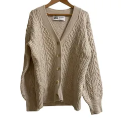 美品 green label relaxing グリーンレーベルリラクシング ハミルトンウール ケーブルニット カーディガン サイズSH ライトベージュ レディース 古着 中古 USED