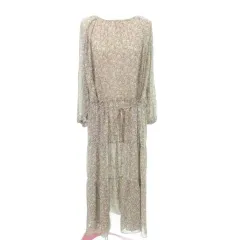 アナトリエ ANATELIER ワンピース ロング フレア 長袖 花柄 総柄 薄手 38 Mサイズ マルチカラー ■YHS9