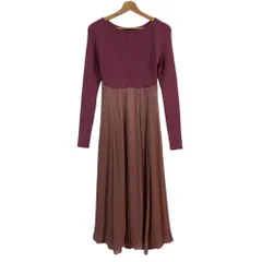 美品 CELFORD セルフォード リブニットドッキングワンピース サイズ38 ピンクパープル レディース 古着 中古 USED