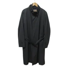 良品 BURBERRY バーバリー スタンドカラー ライナー付き ベルテッド ナイロンコート ブラック メンズ レディース 古着 中古 USED