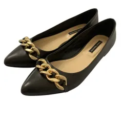 美品 FABIO RUSCONI ファビオルスコーニ チェーンモチーフ レザー パンプス サイズ36.5 23.5cm程度 ブラック レディース 古着 中古 USED