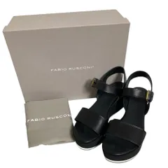 美品 FABIO RUSCONI ファビオルスコーニ 厚底 プラットフォーム サンダル サイズ36 約23cm ブラック レディース 古着 中古 USED