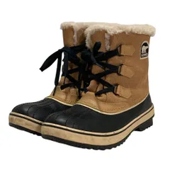 良品 SOREL ソレル カリブー ウォータープルーフ レザーブーツ サイズUSA8 25cm ブラウン ブラック メンズ レディース 古着 中古 USED