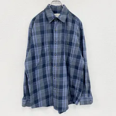 古着 used　90s　Eddie Bauer　エディーバウアー　長袖シャツ　チェック柄　ヴィンテージ　青　ブルー　Mサイズ