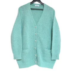 美品 MADISONBLUE マディソンブルー LOOSE BIG V CD MOHAIR フェイクパールボタン モヘア ニットカーディガン MB2240-8017 S グリーン レディース 古着 中古 USED