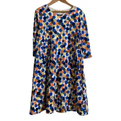 美品 marimekko マリメッコ ドット ワンピース サイズ34 ホワイト マルチカラー レディース 古着 中古 USED