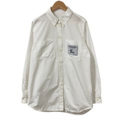BURBERRY バーバリー ロゴパッチ ボタンダウン ロングシャツ ブラウス BURBERRY バーバリー ロゴパッチ ボタンダウン ロングシャツ ブラウス