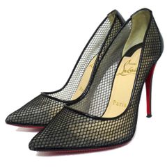 クリスチャン ルブタン パンプス 37.5 レース メッシュ ポインテッド