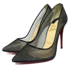 美品 Christian Louboutin クリスチャンルブタン ポインテッドトゥ ハイヒール メッシュ パンプス サイズ36 23cm程度 ブラック レディース 古着 中古 USED