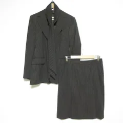 良品 Max Mara マックスマーラ ストライプ ジャケット スカート スーツ セットアップ 40・42 ブラウン レディース 古着 中古 USED