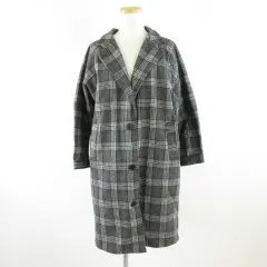 マングローブ MANGROVE チェックチェスターコート ロング 長袖 グレー 白 M *A870