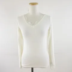 レトロガール RETRO GIRL カットソー レース 長袖 オフホワイト 白 M *A966