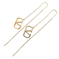 美品 25SS VALENTINO GARAVANI ヴァレンティノガラヴァーニ  Vロゴ シグネチャー ドロップピアス ZW2J0D05MET ゴールドカラー レディース 古着 中古 USED