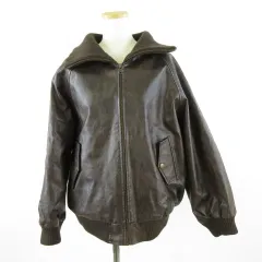 クラシカルエルフ JaVa コラボ リブ タートルカラー フェイクレザー ジャケット 長袖 茶 M *A12