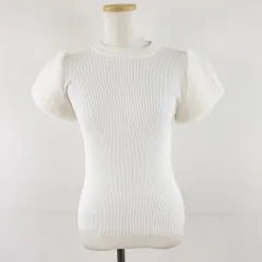 イング INGNI リブ カットソー フェイクファー 半袖 オフホワイト 白 M *A35