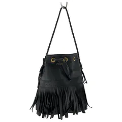 J&M DAVIDSON ジェイ&エム デヴィッドソン フリンジ 巾着ハンドバッグ/ブラック