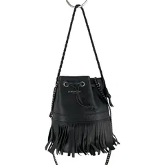 J&M DAVIDSON ジェイ&エム デヴィッドソン フリンジ 巾着ハンドバッグ/ブラック