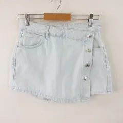ザラ ZARA ショートパンツ スカパン デニム 水色 S *T287