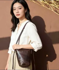 【ショルダーバッグ】新品 本革 内ポケット付きミニバッグ レザー 茶色 BROWN