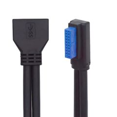 新品 Xiwai ロープロファイル 直角 USB 3.0 5Gbps 20ピン 19ピン オス - メス 延長ケーブル マザーボード用 24cm