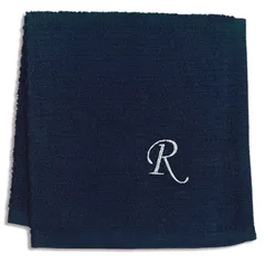【新品】 金野タオル 日本製 タオル ハンカチ 制菌加工 パイル イニシャル R 約25×25cm ネイビー 薄手 ユニセックス 泉州 ギフト 1