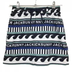 【超美品】ジャックバニー スカート ネイビー×白 ウェーブ総柄ボーダー   レディース 0(S) ゴルフウェア 2024年モデル Jack Bunny