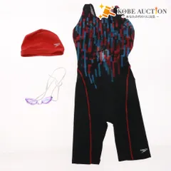 ■ スピード Speedo 水着 ゴーグル スイムキャップ 3点セットまとめ売り フィットネス オールインワン レディース M ブラック系 未使用