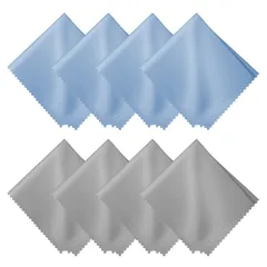 新品 メガネ拭き マイクロファイバー クリーニングクロス カメラ スマホ 液晶画面 レンズ モニター等にも使用可能 18cm×18cmの8 枚セット(クレー 4 枚・水色 4 枚)