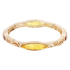 1928 レディース アクセサリー ブレスレット・バングル・アンクレット 1928 Gold Tone Oval Topaz Color Stretch Bracelet Yellow イエロー