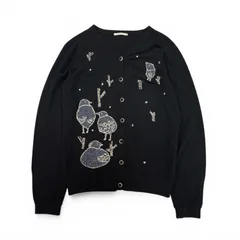 mina perhonen ミナペルホネン home circle カーディガン 刺繍 鳥 アニマル ブラック 36サイズ