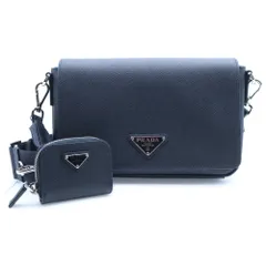 PRADA (プラダ) トライアングルロゴプレート サフィアーノレザー ショルダーバッグ ブラック 2VD059
