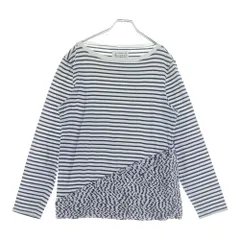 Maison Margiela (メゾンマルジェラ) コットン ニット切替 ボーダー 長袖Tシャツ カットソー ホワイト/ブルー  S30HA0636のサムネイル