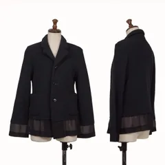 ローブドシャンブル コムデギャルソンrobe de chambre COMME des GARCONS ウールシアー切替ニットジャケット 紺黒Mのサムネイル